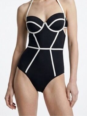 Chromat Black Swimsuit with White Trim